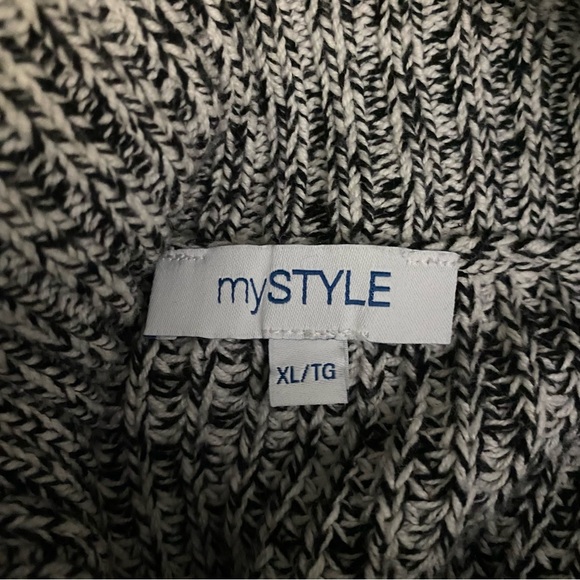 Cable Knit Turtleneck Colorblock Oversized Boxy Sweater Sz XL Sock Monkey Style - Picture 3 of 7